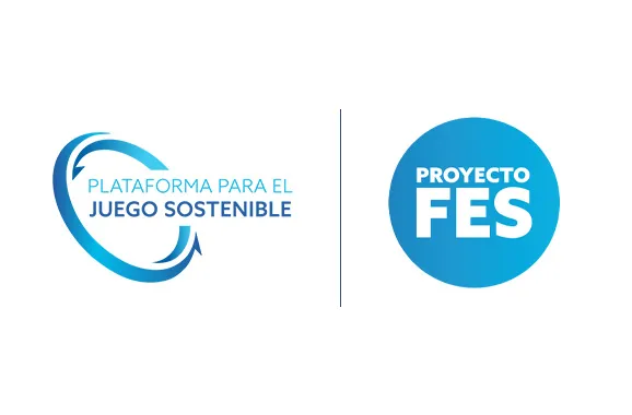 Logos de la Plataforma del Juego Sostenible (PJS) y del Proyecto FES, donde se implica NOVOMATIC