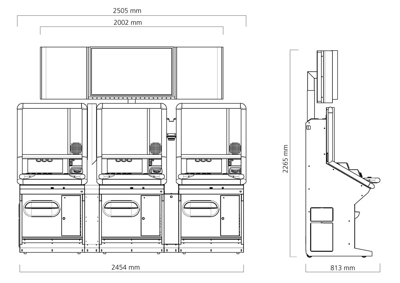 Mueble Slant Top Multipuesto con sign rectangular de Multiplayer Plus.