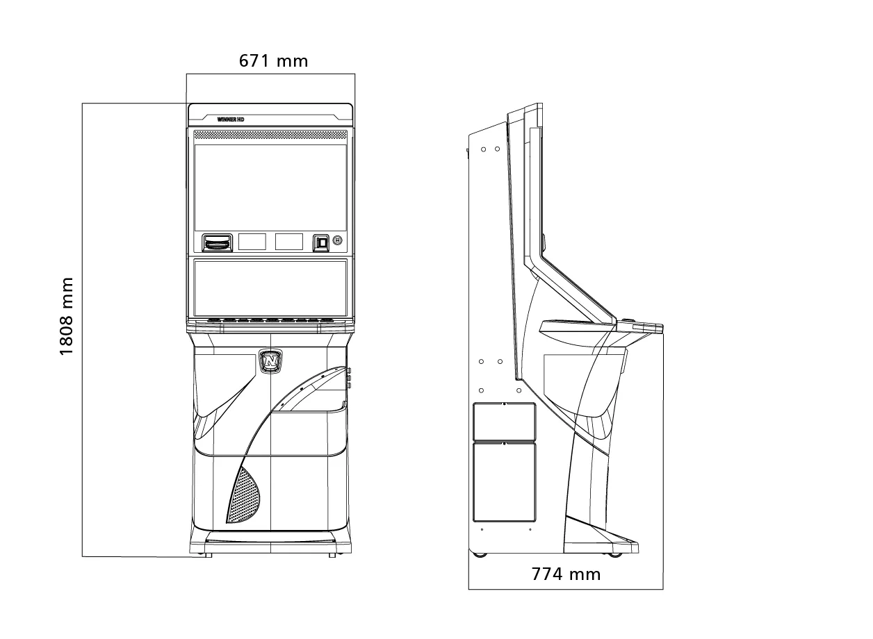 Dimensiones del modelo Winner HD de GiGames.