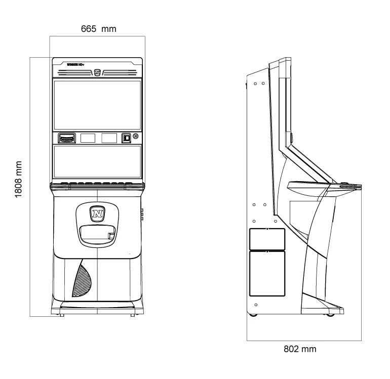 Dibujo técnico del mueble WINNER HD+ de GiGames