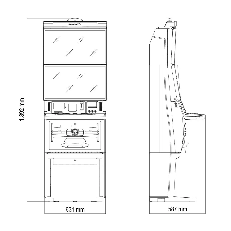 Medidas del mueble Panther FV623D de NOVOMATIC Spain 