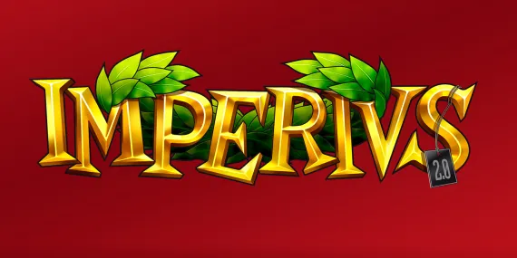 El logo del juego Imperius 2.0 de GiGames sobre fondo rojo