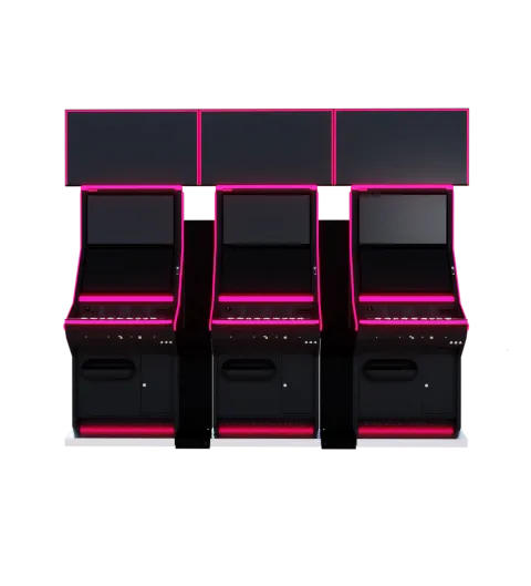 Máquina recreativa GiStar HD vista de frente con tres pantallas