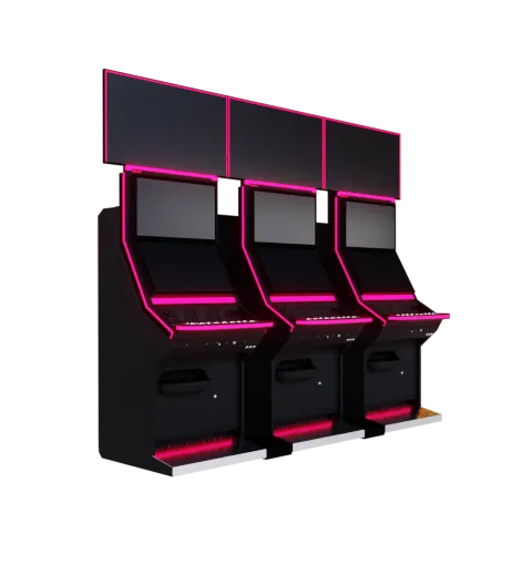 Conjunto de tres máquinas recreativas GiStar HD en mueble multipuesto
